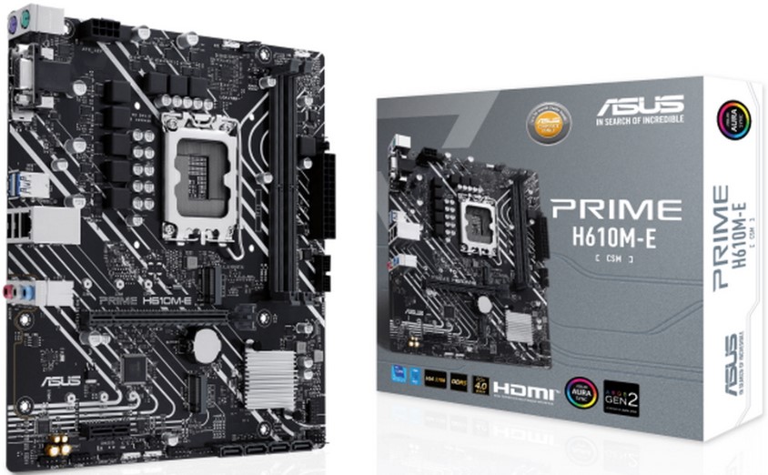 

Материнская плата mATX ASUS PRIME H610M-E-CSM (LGA1700, H610, 2*DDR5 (5600), 4*SATA, 2*M.2, 2*PCIE, Glan, VGA, HDMI, DP, 2*USB 3.2, 2*USB 2.0), PRIME H610M-E-CSM