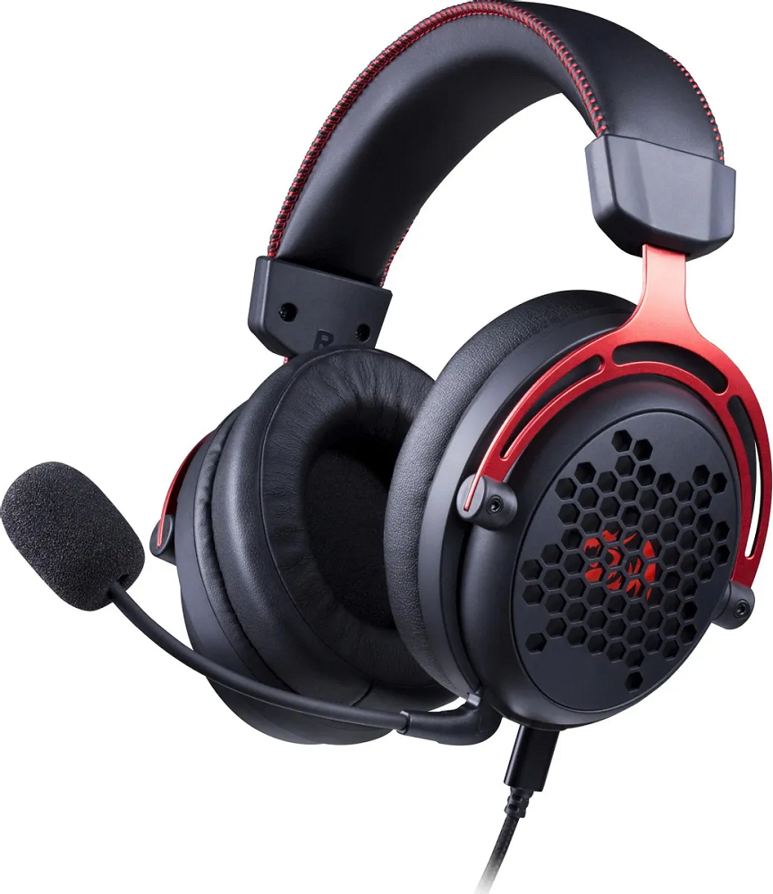

Гарнитура проводная Redragon Diomedes 71126 USB, звук 7.1, черная/красная, Diomedes