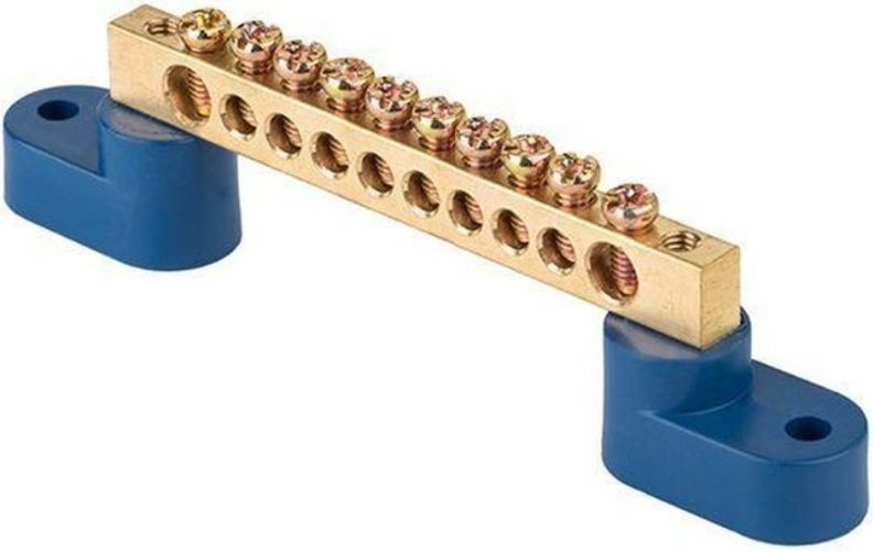 

Шина EKF sn0-2-63-10 "0" N (6x9мм) 10 отв. латунь 2 синих угловых изолятора, sn0-2-63-10