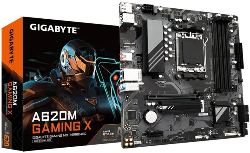 

Материнская плата mATX GIGABYTE A620M GAMING X (AM5, AMD A620, 4*DDR5 (8000), 4*SATA 6G RAID, M.2, 2*PCIE, Glan, HDMI, DP, 2*USB Type-C, 2*USB 3.2, 2*, A620M GAMING X