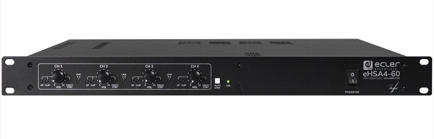 

Усилитель Ecler eHSA4-60 мощности 4x60 Вт – 4/8 Ом, 70/100 В, eHSA4-60