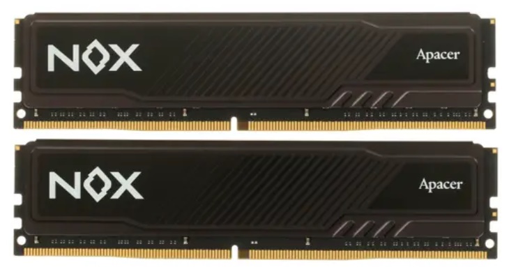 

Модуль памяти DDR4 32GB (2*16GB) Apacer AH4U32G32C28YMBAA-2 NOX PC4-25600 3200 МГц, CL16, 1.35 В, AH4U32G32C28YMBAA-2