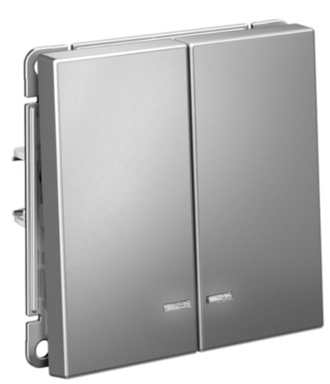 Изображение товара Выключатель двухклавишный с подсветкой Systeme Electric GAL000953S