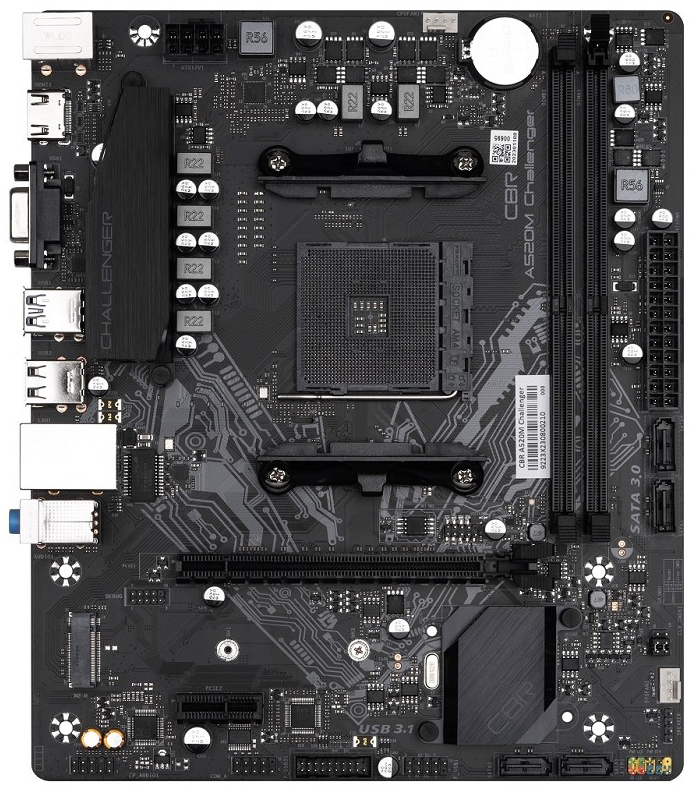 

Материнская плата mATX CBR A520M Challenger (AM4, 2*DDR4, 4*SATA 6G, M.2, 2*PCIE, Glan, VGA, HDMI, 2*USB 3.2, 4*USB 2.0) Bulk, A520M Challenger