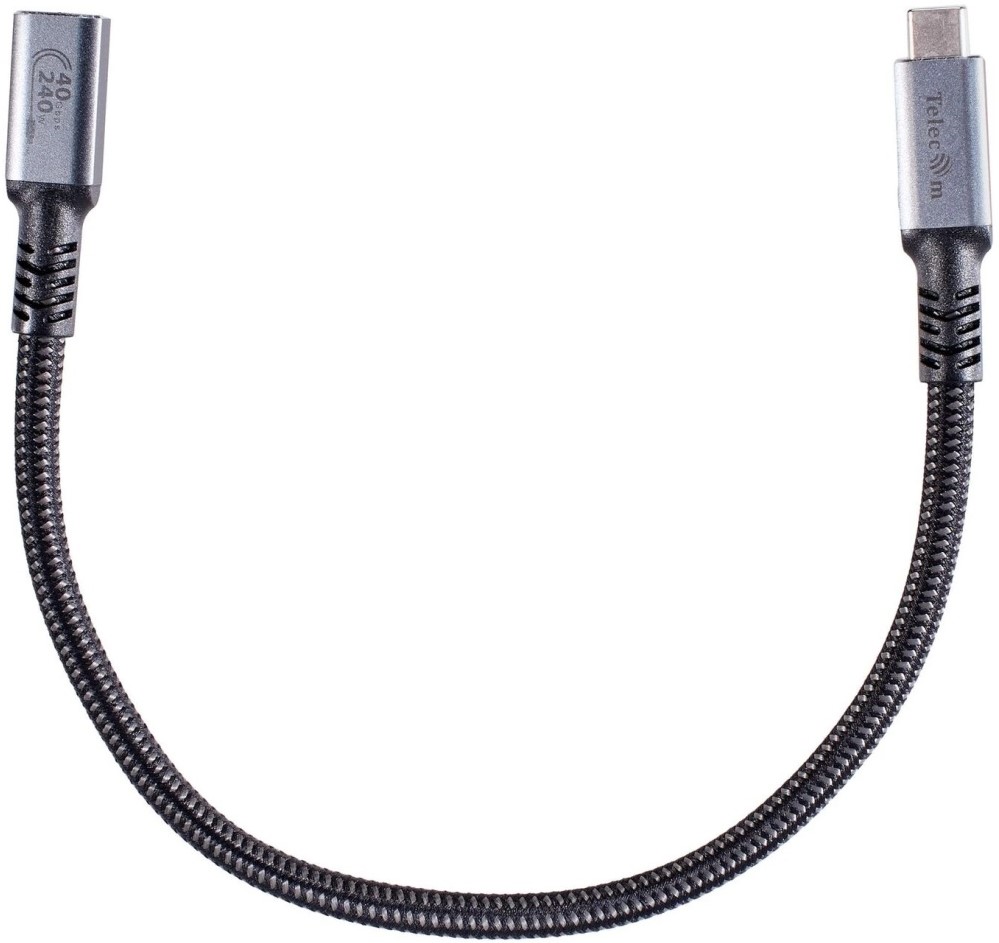 

Кабель Telecom TUS845-0.3M USB4 TypeCM/FM 8K/60Hz, 40GBps, PD 240W, медь 0.3м, TUS845-0.3M