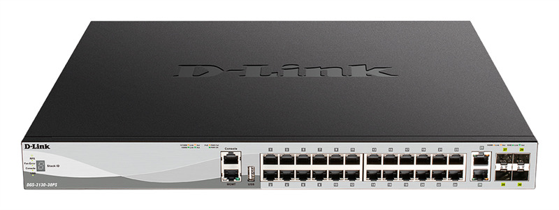 

Коммутатор управляемый D-link DGS-3130-30PS/B2A 24x10/100/1000Base-T PoE (PoE-бюджет 370Вт), 2x10GBase-T, 4x10GBase-X SFP+, L3, stack, DGS-3130-30PS/B2A