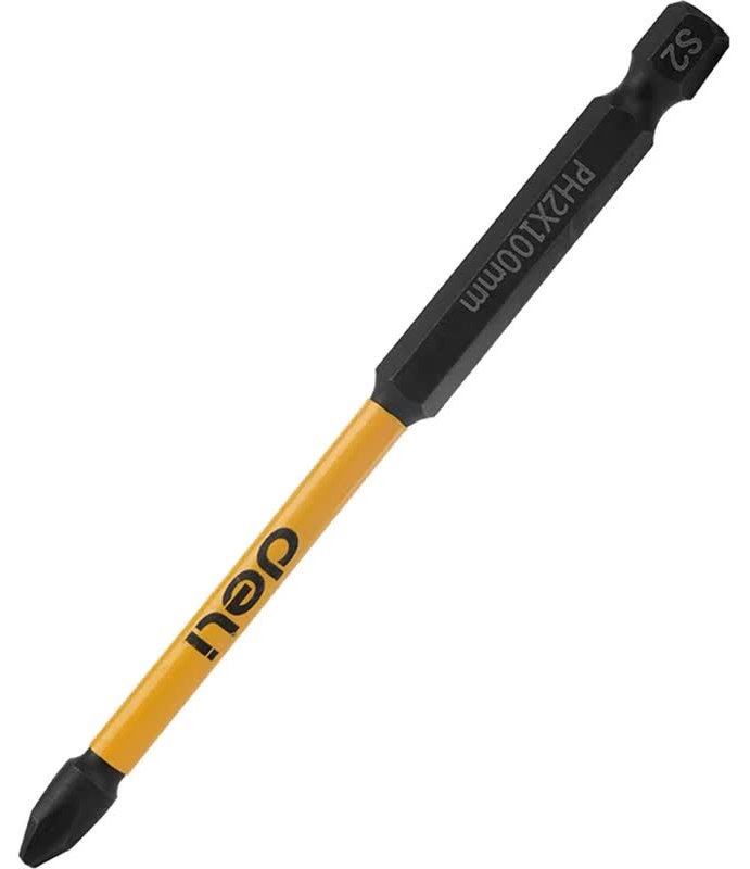 

Набор бит Deli DL251100 торсионных для ударных шуруповертов 10шт PH2*100мм, сталь S2, пласт.кейс, DL251100