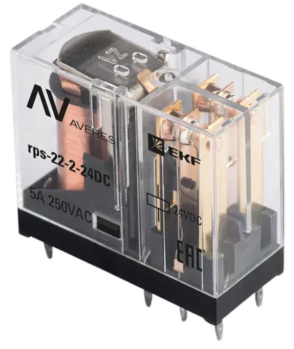 

Реле промежуточное EKF rps-22-2-24DC РП slim 22/2 5A 24В DC, rps-22-2-24DC