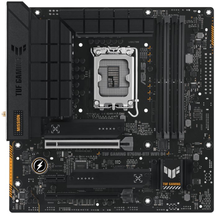 

Материнская плата ASUS TUF GAMING B760M-BTF WIFI D4 90MB1E50-M0EAY0 (LGA1700, B760 4*DDR4 (5333), 4*SATA 6G RAID, 3*M.2, 3*PCIE, WiFi, BT, HDMI, DP, 3, TUF GAMING B760M-BTF WIFI D4