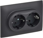 фото Розетка двухместная с заземлением в сборе  IEK SK-R24-16-K48-F