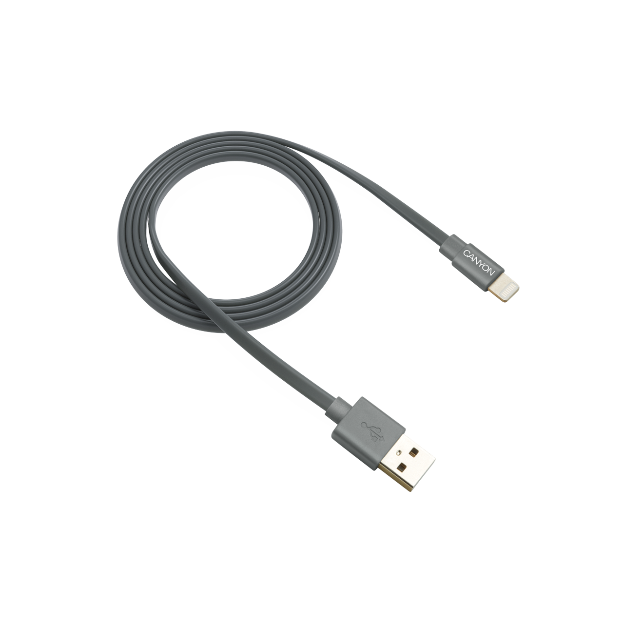 

Кабель интерфейсный Canyon MFI-2 CNS-MFIC2DG_OEM USB/Lightning, плоский, 1m, grey, MFI-2