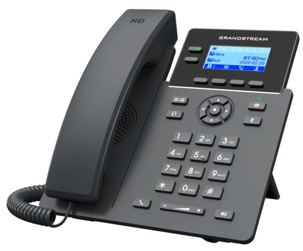 

Телефон VoiceIP Grandstream GRP-2602W с поддержкой Wi-Fi (без PoE). 4 SIP аккаунта, 2 линии, есть подсветка экрана, Wi-Fi, GRP-2602W