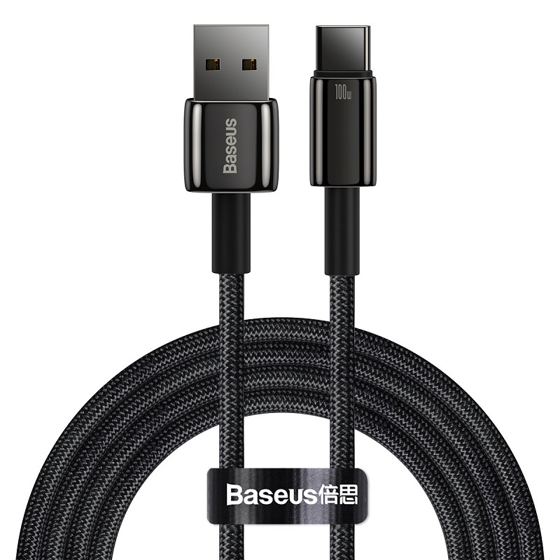 

Кабель интерфейсный Baseus CAWJ000101 Tungsten Gold Fast Charging Data USB to Type-C 100W 2m Black (зарядка и передача данных, быстрая зарядка, скорос, CAWJ000101