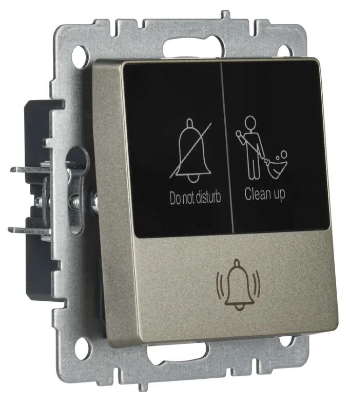 

Кнопка звонка IEK BR-V14-2-10-K37 BRITE с индикацией для отелей 10А ВС10-1-9-БрШ Шампань, BR-V14-2-10-K37