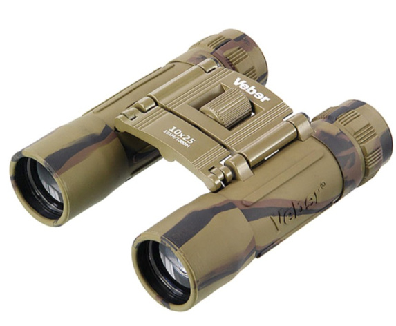 Изображение товара Компактный бинокль Veber SPORT 10x25 зеленый для охоты рыбалки и туризма