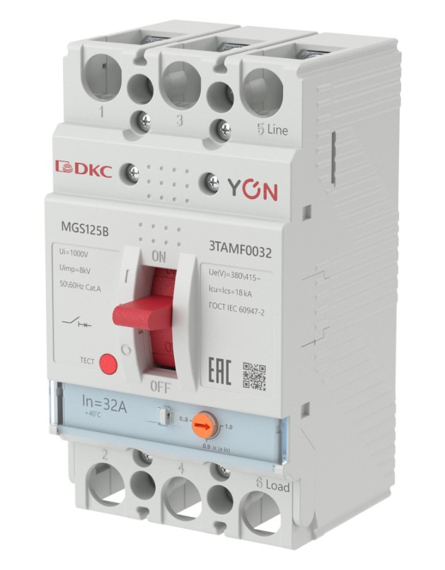 

Автоматический выключатель DKC MGS125B-3TAMF0032 YON MGS125 3P 25,6-32A 18kA, MGS125B-3TAMF0032