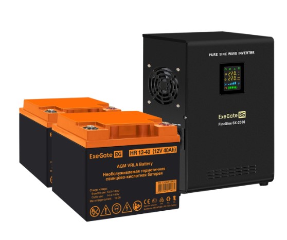 

Комплект Exegate FineSine SX-2000.LCD.AVR.2SH EX296590RUS ИБП EX296001RUS + батарея 40Aч EX282979RUS 2шт (инвертор, синус, для котла, настенный) 2000V, FineSine SX-2000.LCD.AVR.2SH
