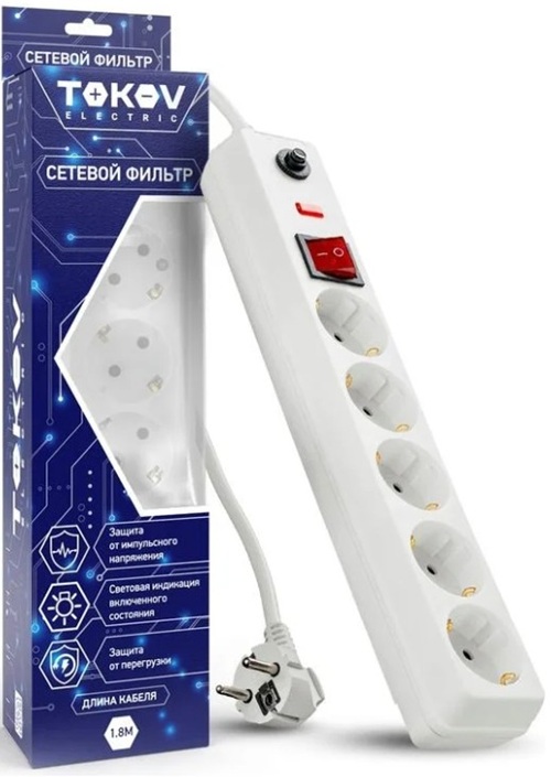 фото Сетевой фильтр  TOKOV ELECTRIC TKE-C01-SF5-1.8-ZV