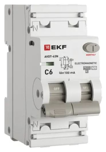 Изображение товара Автомат защиты EKF D63N26M6C100 для электрических цепей 230 В 6 А