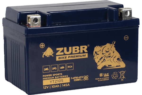 Изображение товара ЗUBR YTZ10S (ZubrPrem) гелевый аккумулятор для мототехники 12В 10Ач