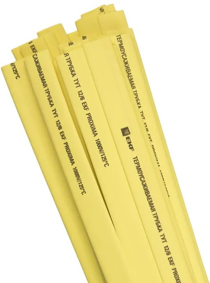 Изображение товара EKF термоусаживаемая трубка Tut-16-Y-1M желтая 1 м полиолефин для электроизоляции и маркировки