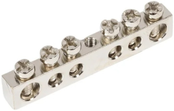 Изображение товара Шина IEK YNN10-06-100 для электрических щитов 6 отверстий латунь М4