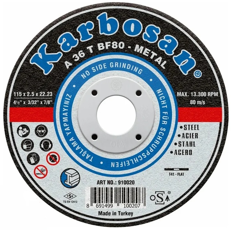 

Диск отрезной ООО САМ KAR-910020-25 Karbosan по металлу 115х2,5х22 25 шт, KAR-910020-25