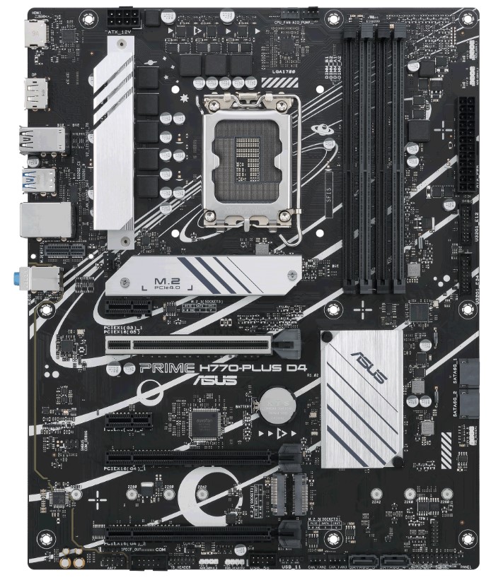 

Материнская плата ATX ASUS PRIME H770-PLUS D4 (LGA1700, H770, 4*DDR4, 3*PCIe, 4*SATA, 3*M.2, 2*USB 2.0, 3*USB 3.2, USB Type-C, HDMI, DP), PRIME H770-PLUS D4