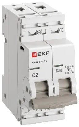 

Автоматический выключатель EKF M63DC622C ВА 47-63N DC 2P 2А (C) 6kA PROXIMA, M63DC622C