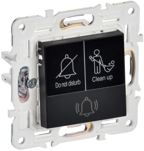 

Кнопка звонка IEK SK-V14-2-10-K02 SKANDY с индикацией для отелей 10А SK-V17Bl черный, SK-V14-2-10-K02