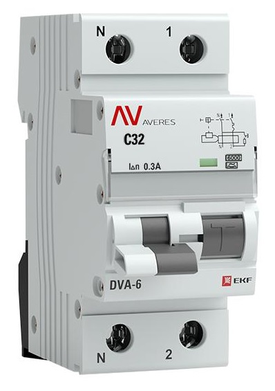 

Автомат дифференциальный EKF rcbo6-1pn-32C-300-a-av DVA-6 1P+N 32А (C) 300мА (A) 6кА AVERES, rcbo6-1pn-32C-300-a-av