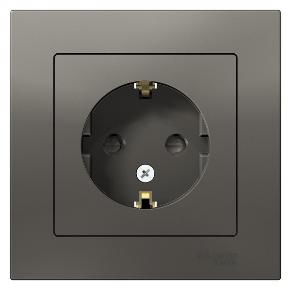 

Розетка Schneider Electric ATN000944 AtlasDesign, с заземлением, со шторками, 16А, в сборе, сталь, ATN000944