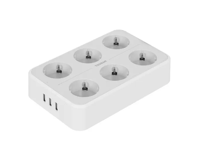 

Сетевой фильтр TESSAN TS-303 Grey 6 евророзеток 220В и 3 USB и кн. питания, 3600Вт, до 16А, кабель 2м (80001846), TS-303 Grey