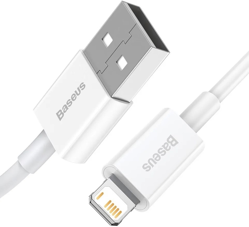 

Кабель интерфейсный Baseus CALYS-02 USB Type A - Lightning 2.4A силиконовый 0.25m white, CALYS-02