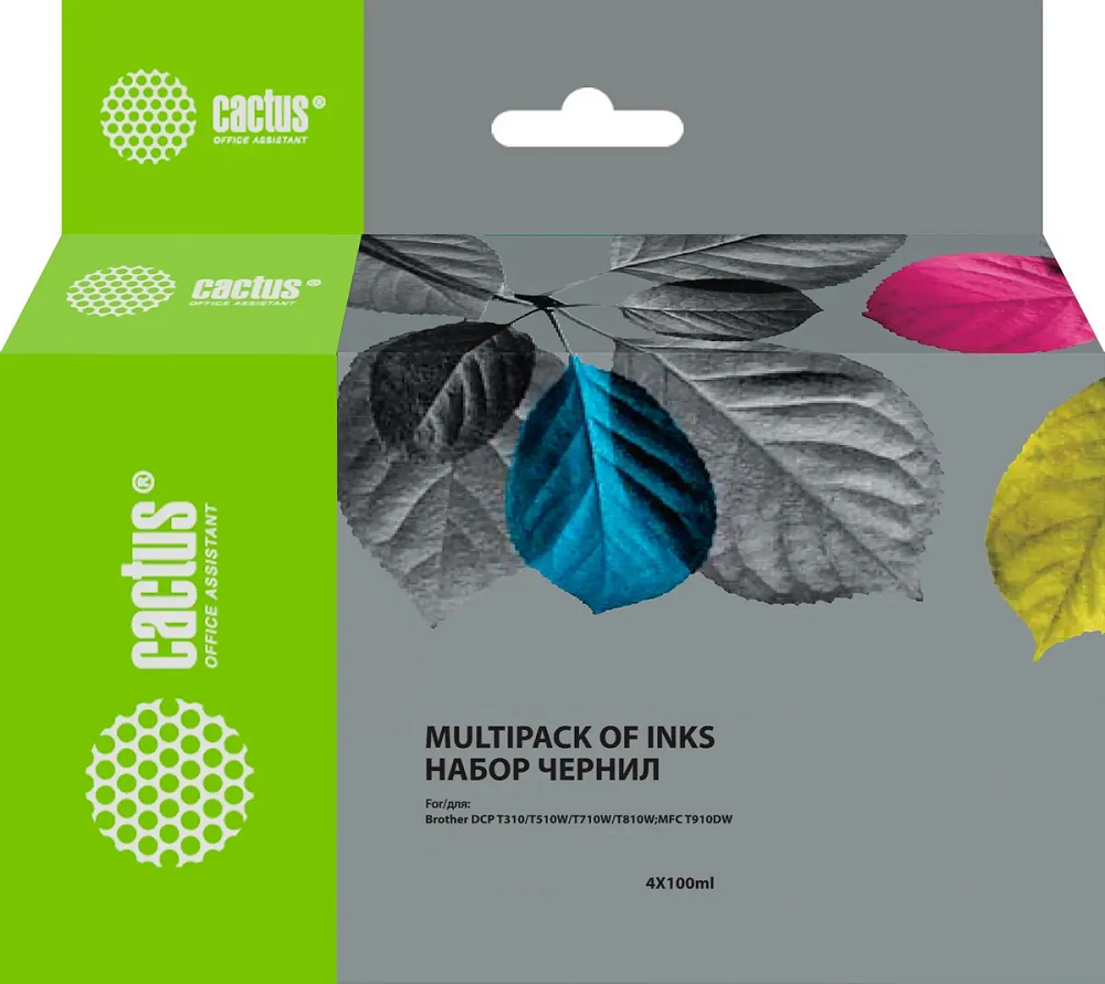 

Чернила Cactus CS-BTD60BK/5000M/C/Y голубой/пурпурный/желтый/черный набор 4x100мл для Brother DCP-T3, CS-BTD60BK/5000M/C/Y
