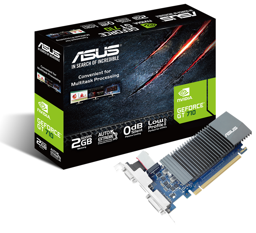 

Видеокарта PCI-E ASUS GeForce 710 (GT710-SL-2GD3-BRK-EVO) 90YV0I70-M0NA00 2GB DDR3 64bit 28nm 954/900MHz DVI-D/D-Sub/HDMI, GeForce GT 710 EVO (GT710-SL-2GD3-BRK-EVO)
