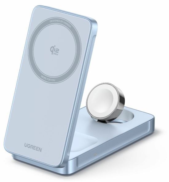 

Зарядное устройство беспроводное UGREEN W757 65901_ "MagFlow" 25W Magnetic Qi2.2 Wireless 3-in-1 Charger. Цвет: серебристо-голубой (55901), W757