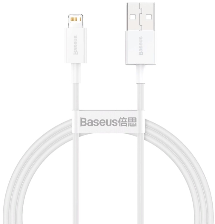 

Кабель интерфейсный Baseus CALYS-C02 USB Type A - Lightning 2.4A силиконовый 2m white, CALYS-C02