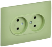 фото Розетка двухместная без заземления в сборе  IEK SK-R23-10-K06-F