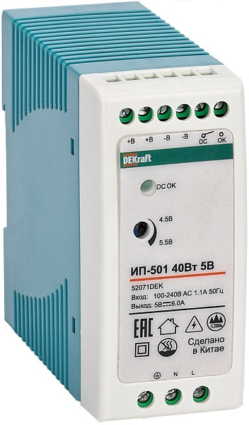 Изображение товара Источник питания DEKraft ИП-501 импульсный 10 Вт 24 В переменного тока