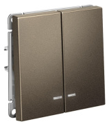 фото Выключатель двухклавишный с подсветкой  Systeme Electric GAL000653S