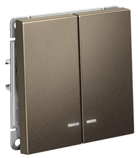 Изображение товара Выключатель двухклавишный с подсветкой Systeme Electric GAL000653S