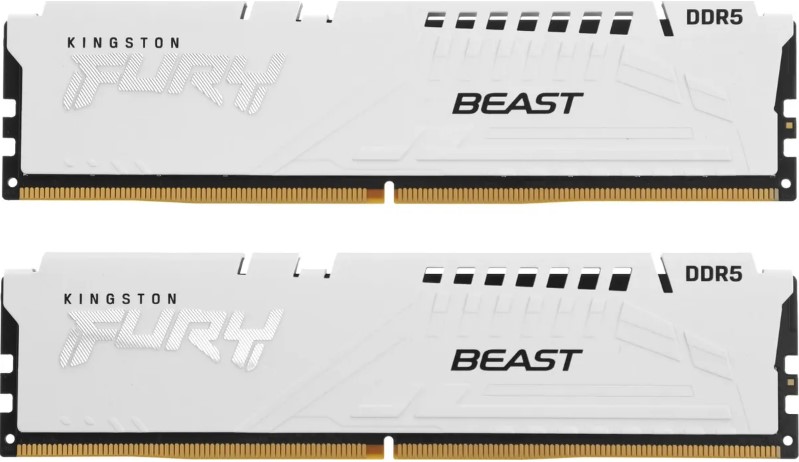 

Модуль памяти DDR5 64GB (2*32GB) Kingston FURY KF564C32BWEK2-64 Beast White, 6400MHz CL32 1.4V, EXPO Ret, KF564C32BWEK2-64