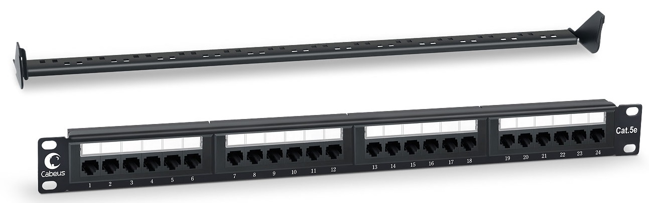 

Патч-панель Cabeus PL-24-Cat.5e-Dual IDC 19" (1U), 24 портов RJ-45, категория 5e, Dual IDC, с задним кабельным организатором, PL-24-Cat.5e-Dual