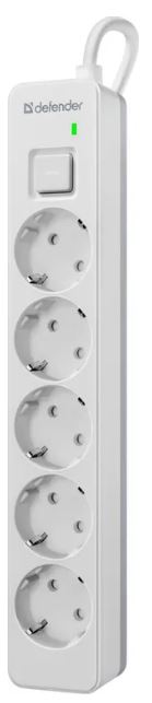 

Удлинитель Defender DFS 133 99431 с сетевым фильтром, белый, 5 розеток, 3 м., DFS 133