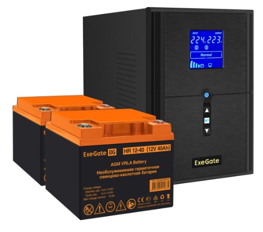 

Комплект Exegate SineTower SZ-2000.LCD.AVR.3SH.1C13.USB EX296840RUS ИБП EX295989RUS + батарея 40Aч EX282979RUS 2шт (инвертор, синус, для котла) 2000VA, SineTower SZ-2000.LCD.AVR.3SH.1C13.USB