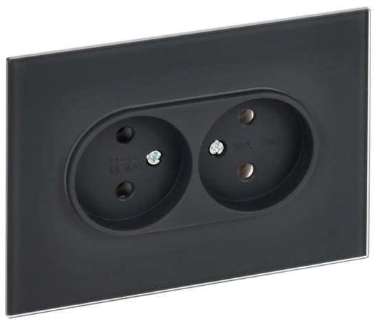Изображение товара Розетка двухместная без заземления IEK SK-R20-10-K53