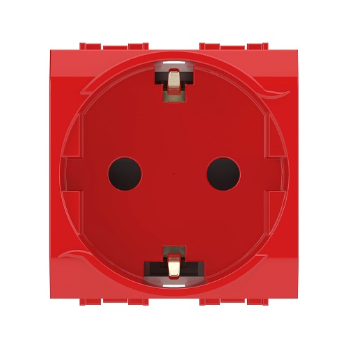 

Розетка DKC 76482R с заземлением, со шторками, красная, 2 модуля, "Brava", 76482R