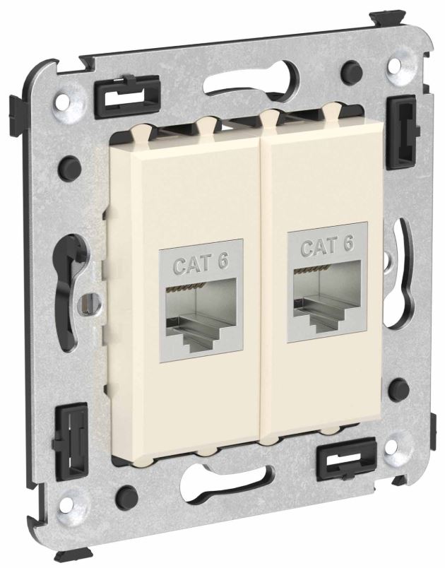 

Розетка компьютерная DKC 4405794 RJ-45 без шторки в стену, кат.6 двойная экранированная, "Ванильная дымка", "Avanti", 4405794