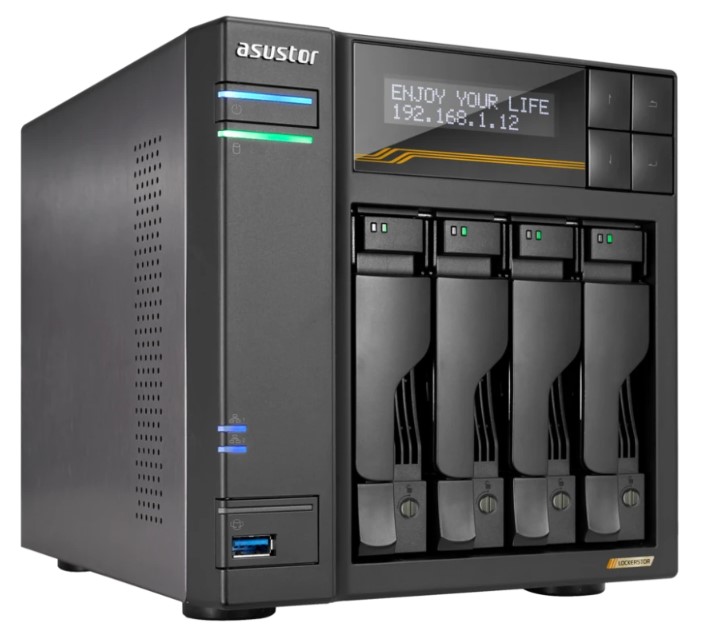 

Сетевой накопитель данных ASUSTOR AS6804T 90IX01T4-BW3S00 (LOCKERSTOR 4 Gen3) 4 Bay (Max.16) 4xM.2 2x5GLAN 2x10GLAN 16GB (Max.64GB) DDR5 2xUSB-C 3xUSB, AS6804T